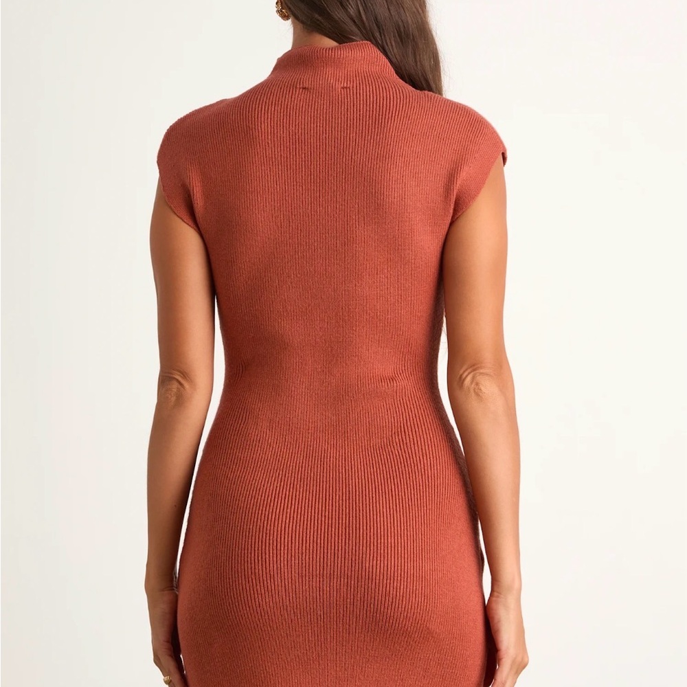Lulus Rust Orange Sleeveless Sweater Knit Dress - Picture 3 of 3
